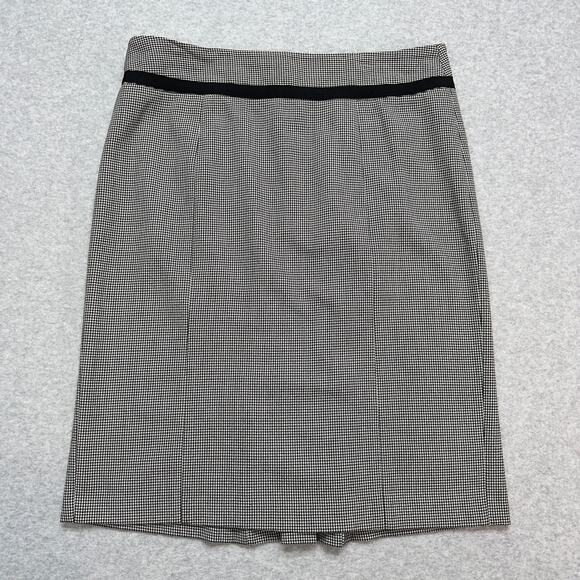 Grace Elements Pencil Skirt Womens 14 Black White Houndstooth Pleated Academia - Picture 1 of 5
